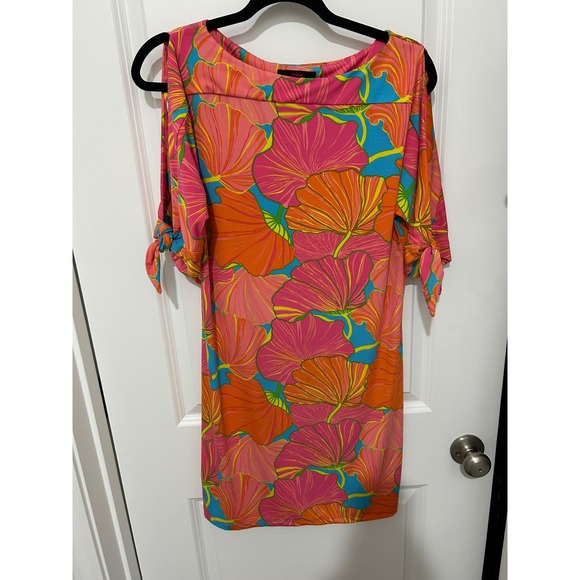 Trina Turk Dresses & Skirts - Trina Turk Womens Tie Sleeve Mini Dress Tropical Floral Print Size Smal